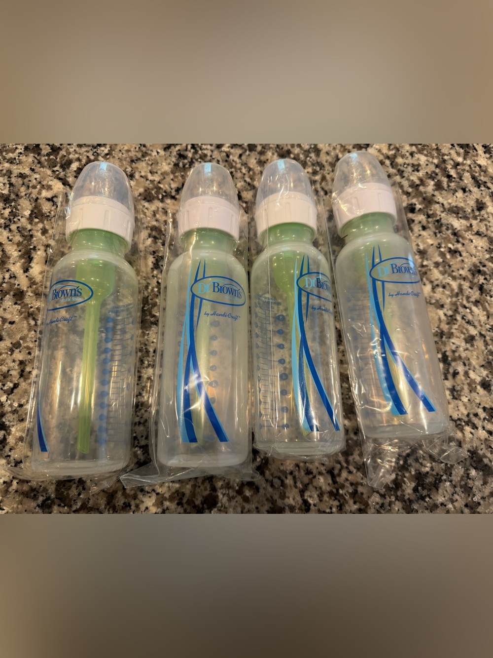 NEW NWT Dr. Brown's Wide Neck Baby Bottle (Clear with Blue & Green)